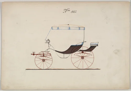 Parasol Top Phaeton #973 by Brewster & Co., drawing, 1865-1875