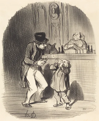 Un Père qui fait sucer à son fils... by Honoré Daumier, print, 1847