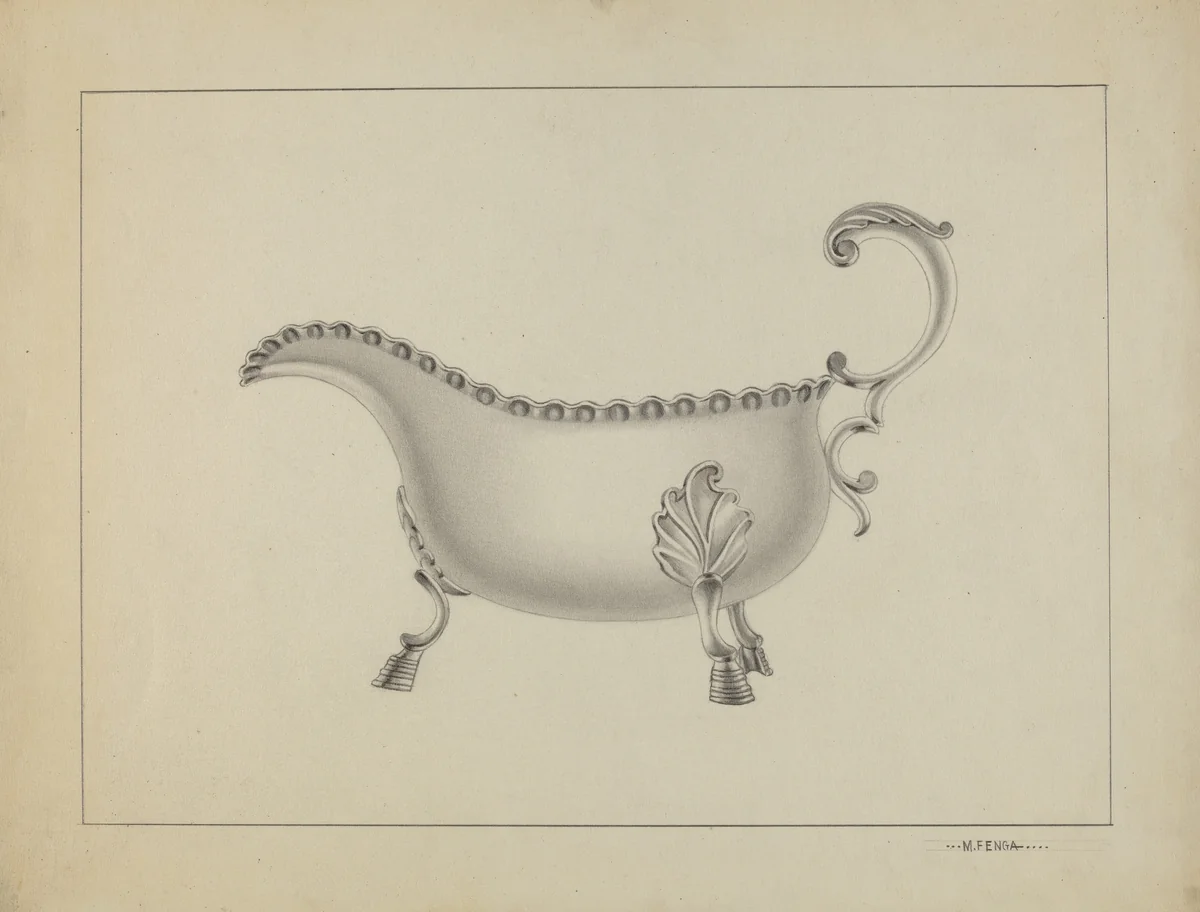 Silver Sauce Boat by Michael Fenga, index of american design, 1936