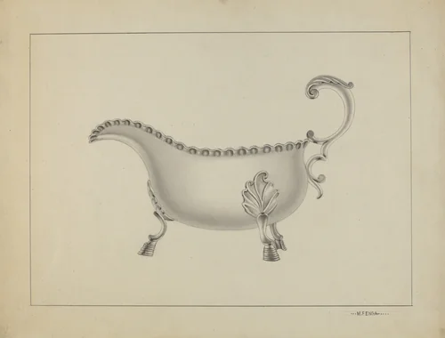Silver Sauce Boat by Michael Fenga, index of american design, 1936