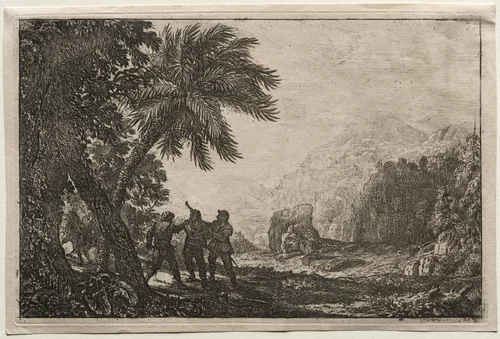 Landscape with Brigands by Claude Lorrain, print, 1633