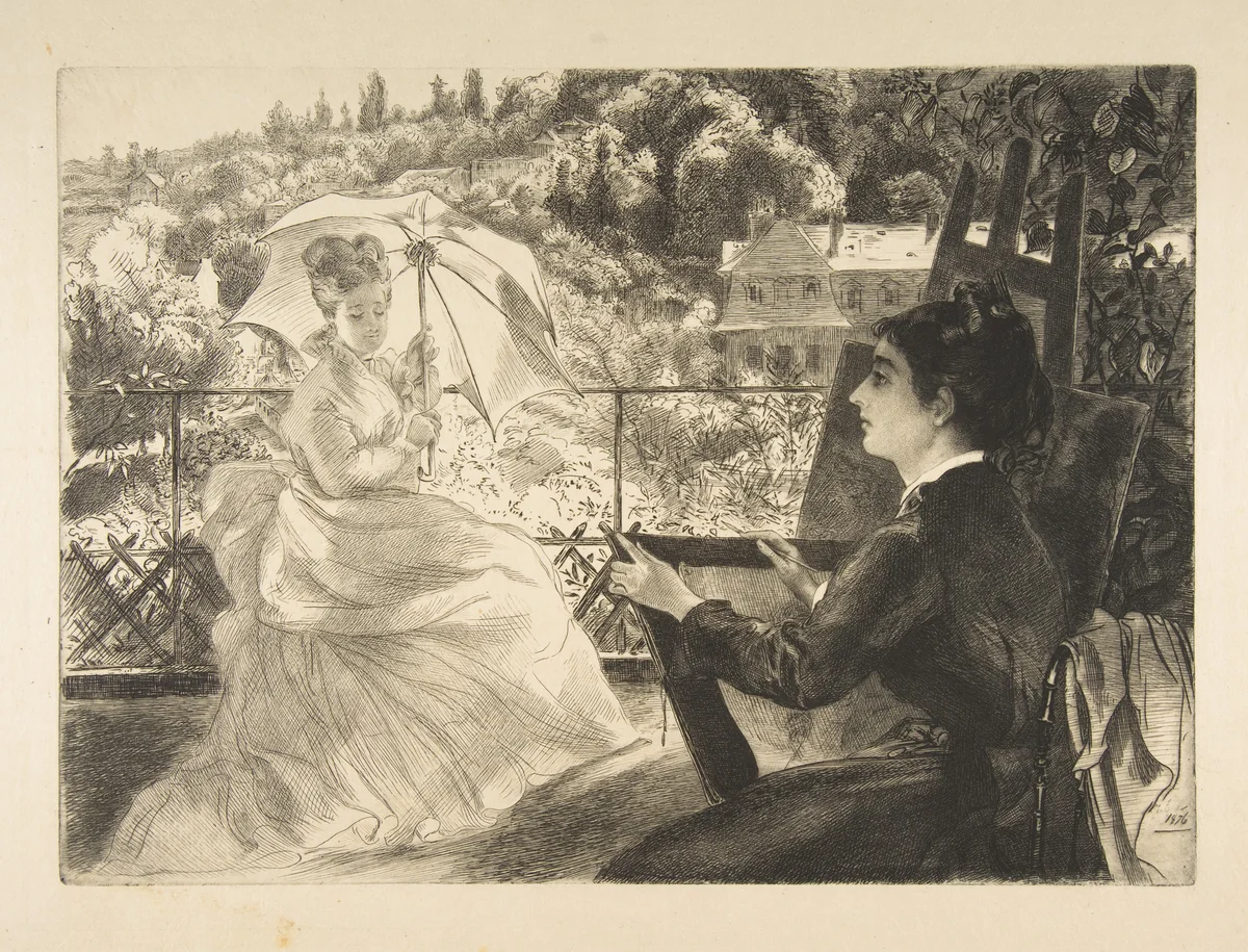 La Terrasse de la VIlla Brancas by Félix Bracquemond, print, 1876