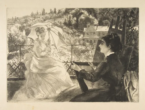 La Terrasse de la VIlla Brancas by Félix Bracquemond, print, 1876