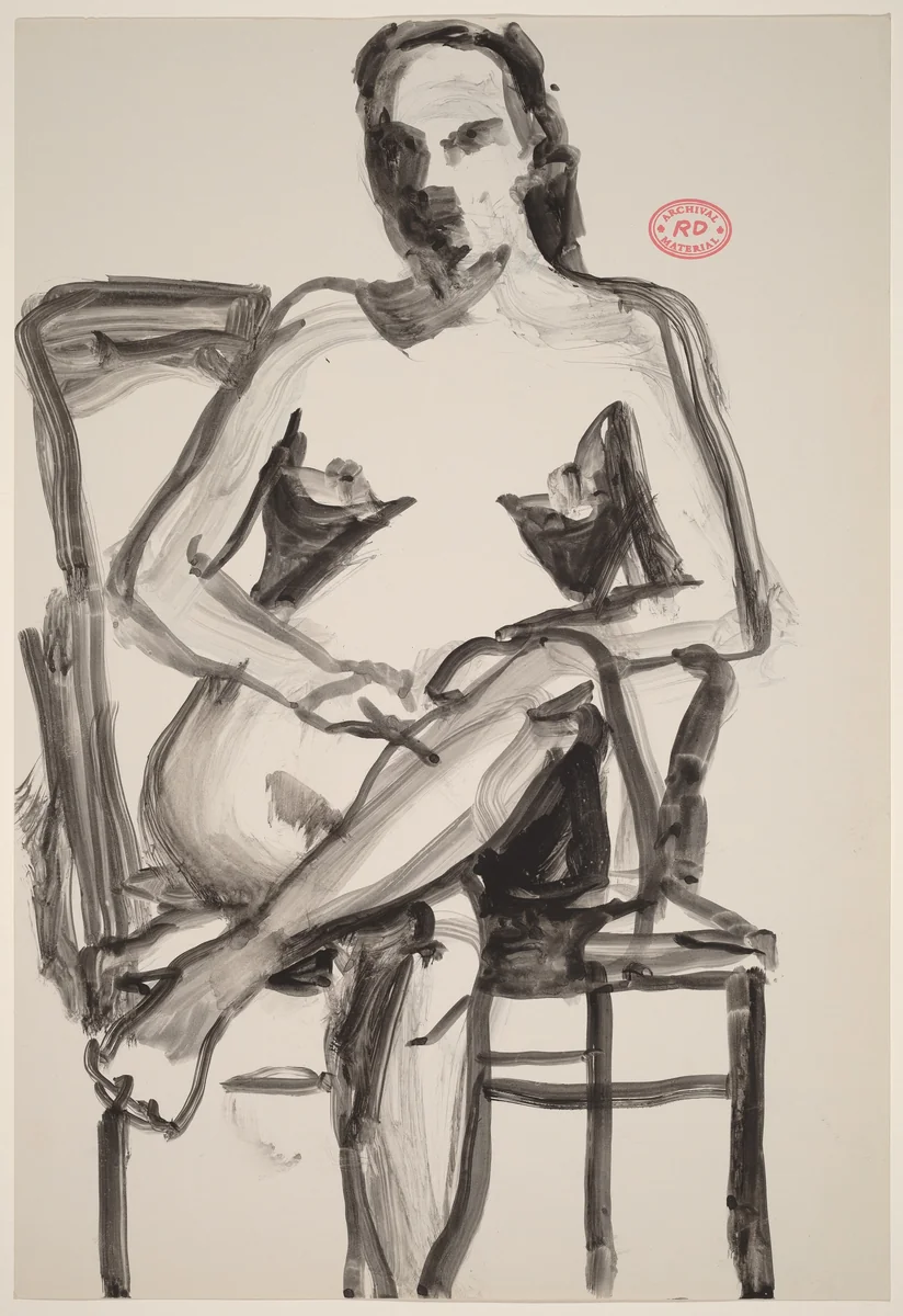 Untitled [nude seated in an armchair and crossing her legs] by Richard Diebenkorn, drawing, 1955-1967