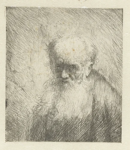 Buste van een oude man met een lange baard by Jan Lievens, print, 1625-1674