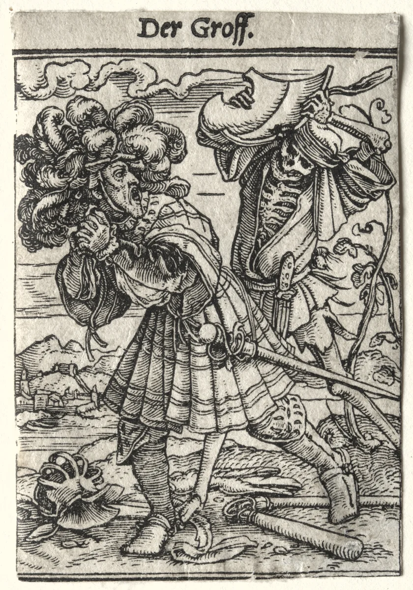 Dance of Death: The Count by Hans Holbein the Younger, print, 1521-1526