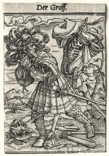 Dance of Death: The Count by Hans Holbein the Younger, print, 1521-1526