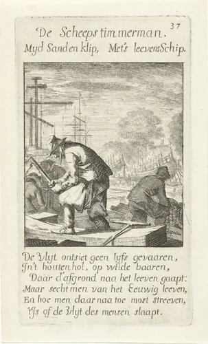 Scheepstimmerman by Jan Luyken, print, 1694