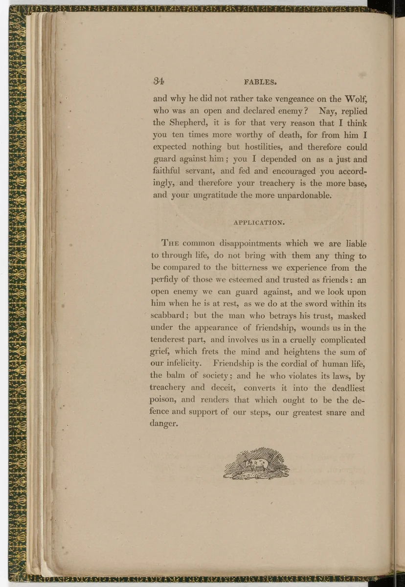 Tailpiece (page 34) from The Fables of Aesop by Thomas Bewick, illustrated book, 1818