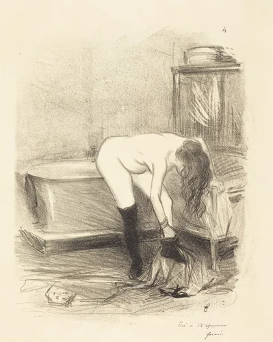 Le bain (planche en hauteur) (The Bath) (vertical plate) by Jean-Louis Forain, print, 1896