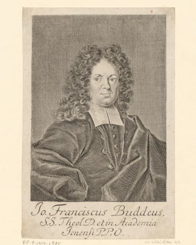 Portret van Johann Franz Buddeus by Johann Martin Bernigeroth, print, 1713