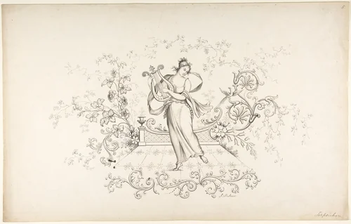 Design for Panel Decoration by J. Hulme, drawing, 1828-1840