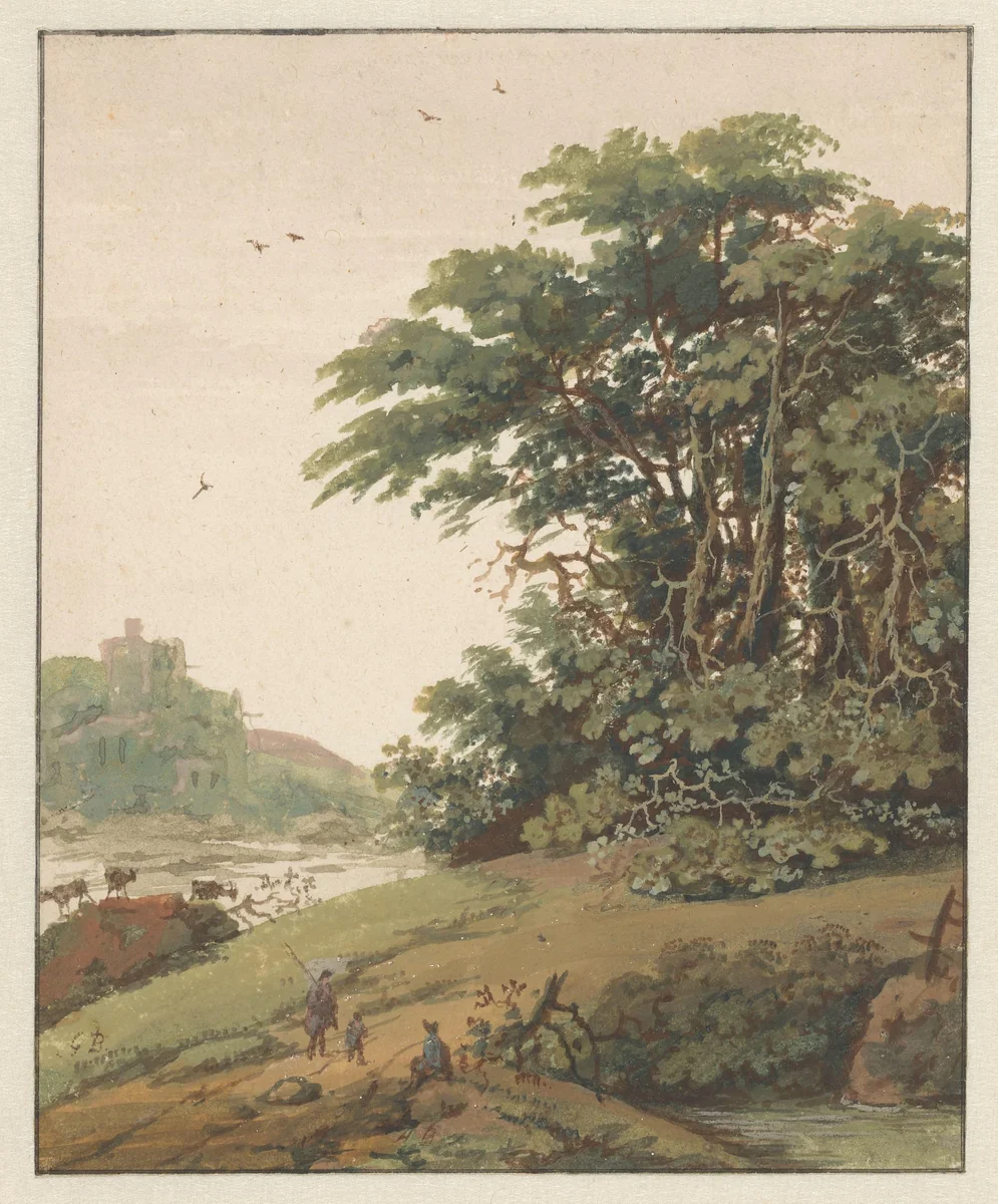 Landschap by Gerrit Battem, drawing, 1646-1684