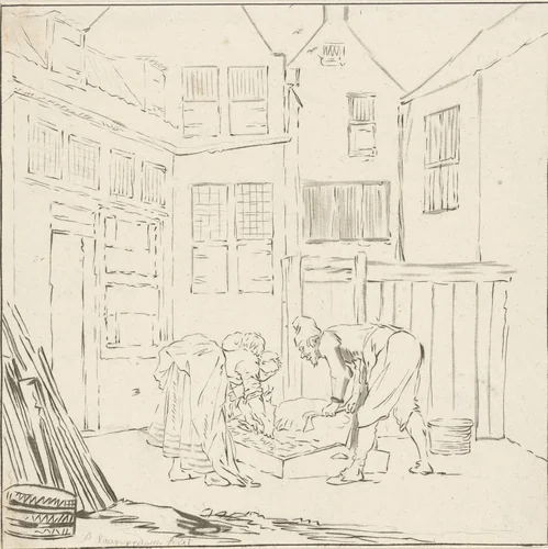 Varkensslacht by Cornelis Ploos van Amstel, print, 1778-1787