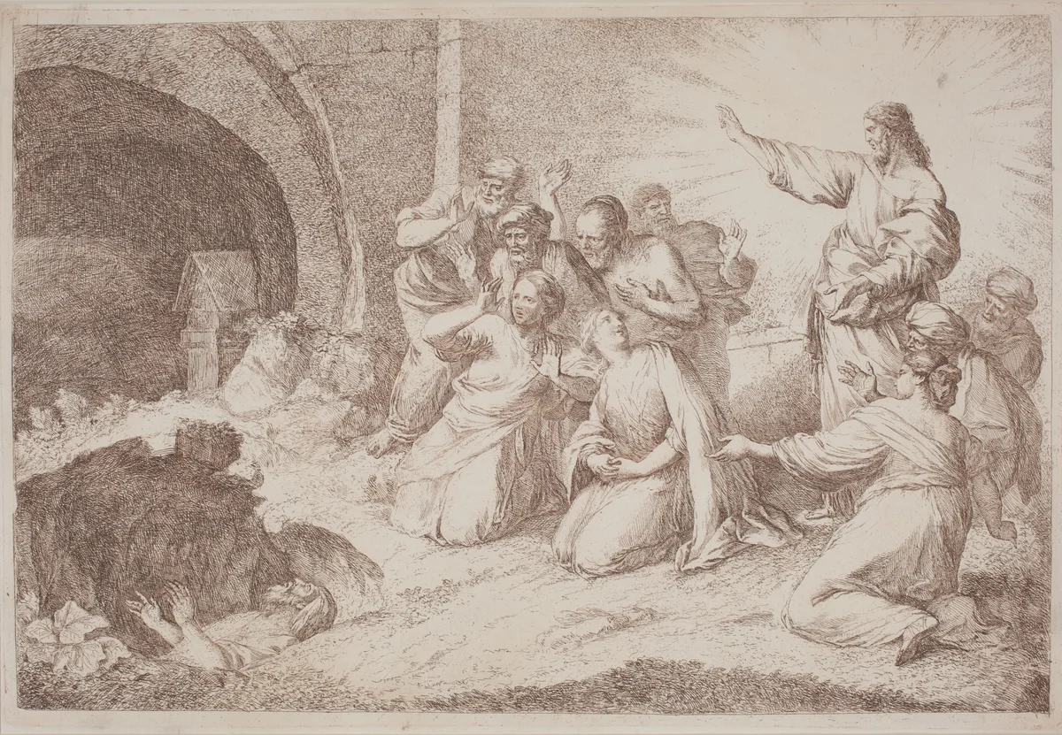 The Raising of Lazarus by Gaetano Zompini, Giovanni Benedetto Castiglione, portfolio, 1700-1778