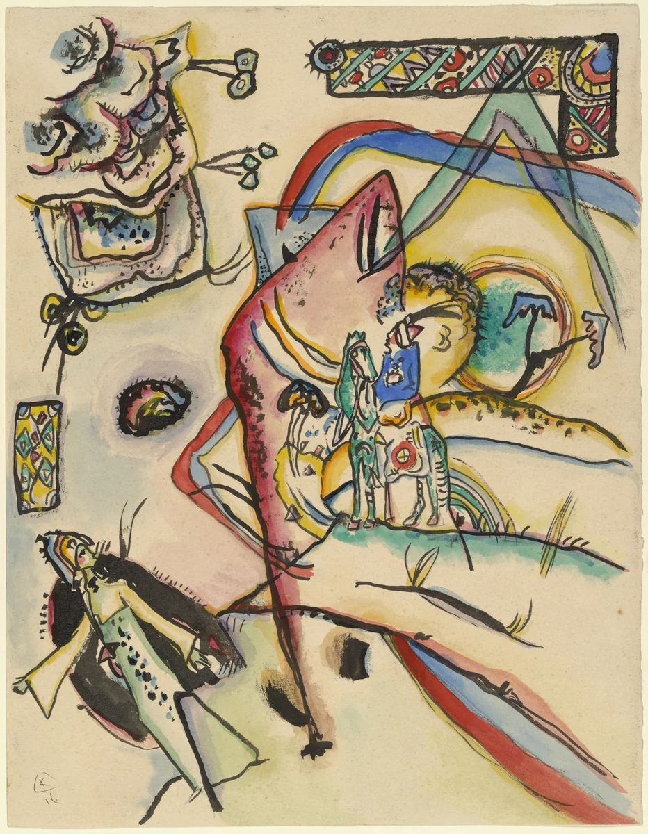 The Horseman (Reiter) by Wassily Kandinsky, drawing, 1916
