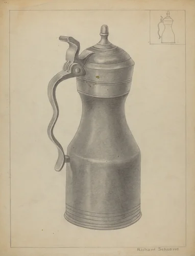 Pewter Tankard by Richard Schoene, index of american design, 1935-1942