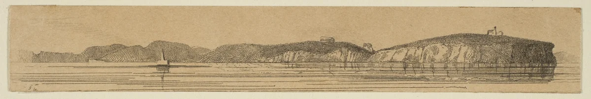 View of a Coast Line (from Sketches on the Coast Survey Plate) by James McNeill Whistler, print, 1854-1855