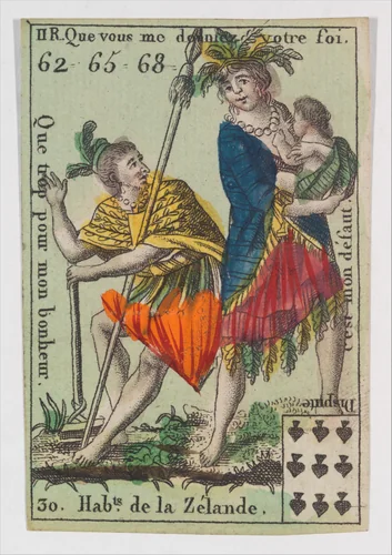Hab.ts de la Zelande, from the playing cards (for quartets) "Costumes des Peuples Étrangers" by anonymous, print, 1700-1799