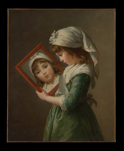 Julie Le Brun (1780–1819) Looking in a Mirror by Elisabeth Louise Vigée Le Brun, painting, 1787