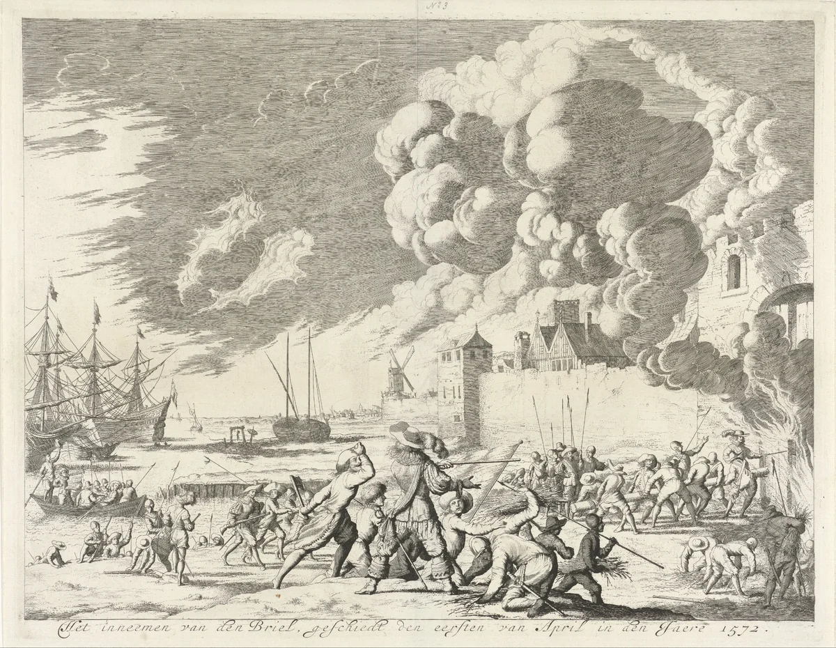 Inname van Den Briel, 1572 by Jan Luyken, print, 1679-1684