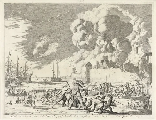 Inname van Den Briel, 1572 by Jan Luyken, print, 1679-1684