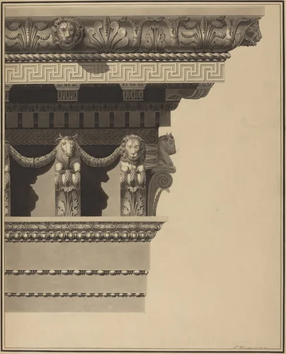 Entablature by Auguste Delacouture, drawing, 1822