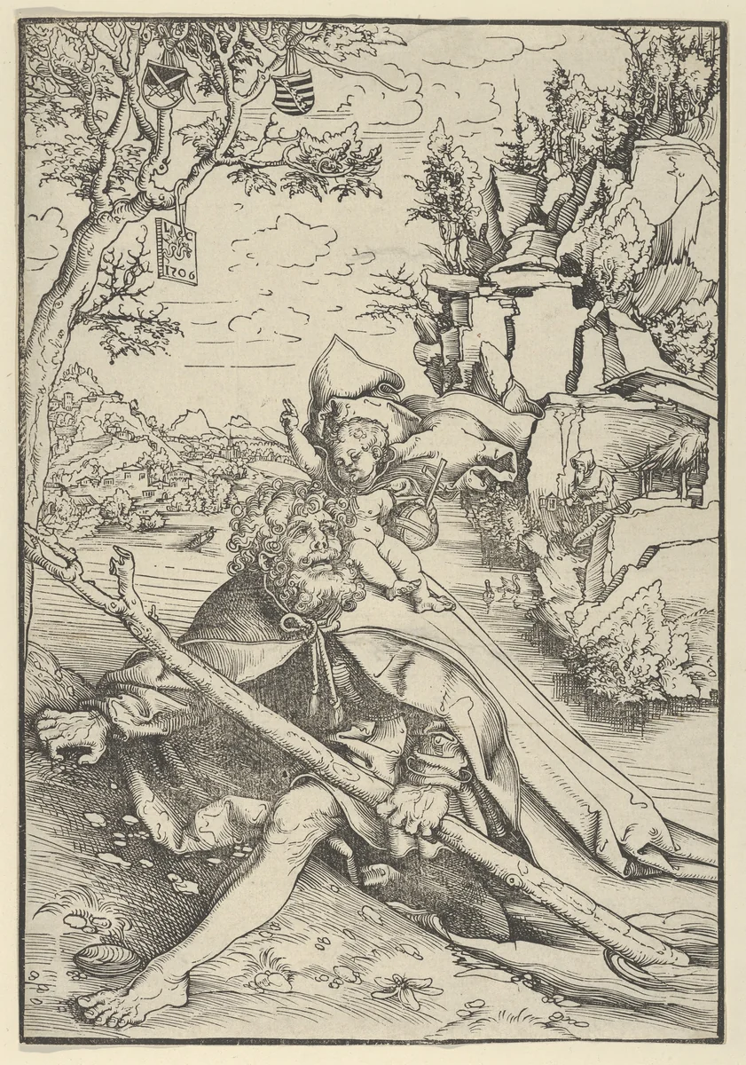 Saint Christopher by Lucas Cranach, print, 1506