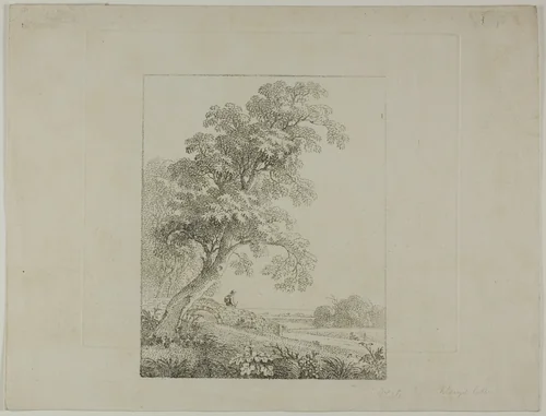 Landscape with a Large Tree by Johann Christian Klengel, print, 1730