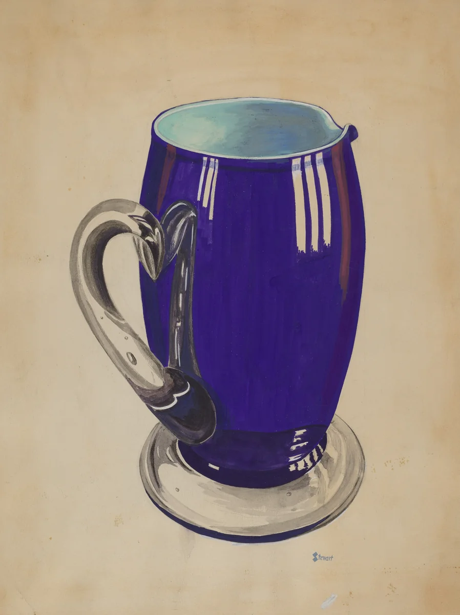 Cobalt Pitcher by Robert Stewart, index of american design, 1935-1942
