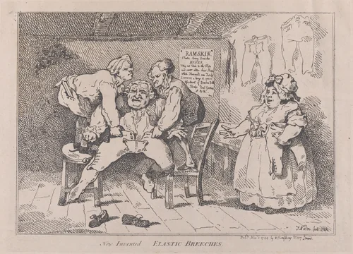 New Invented Elastic Breeches by Thomas Rowlandson, print, 1784