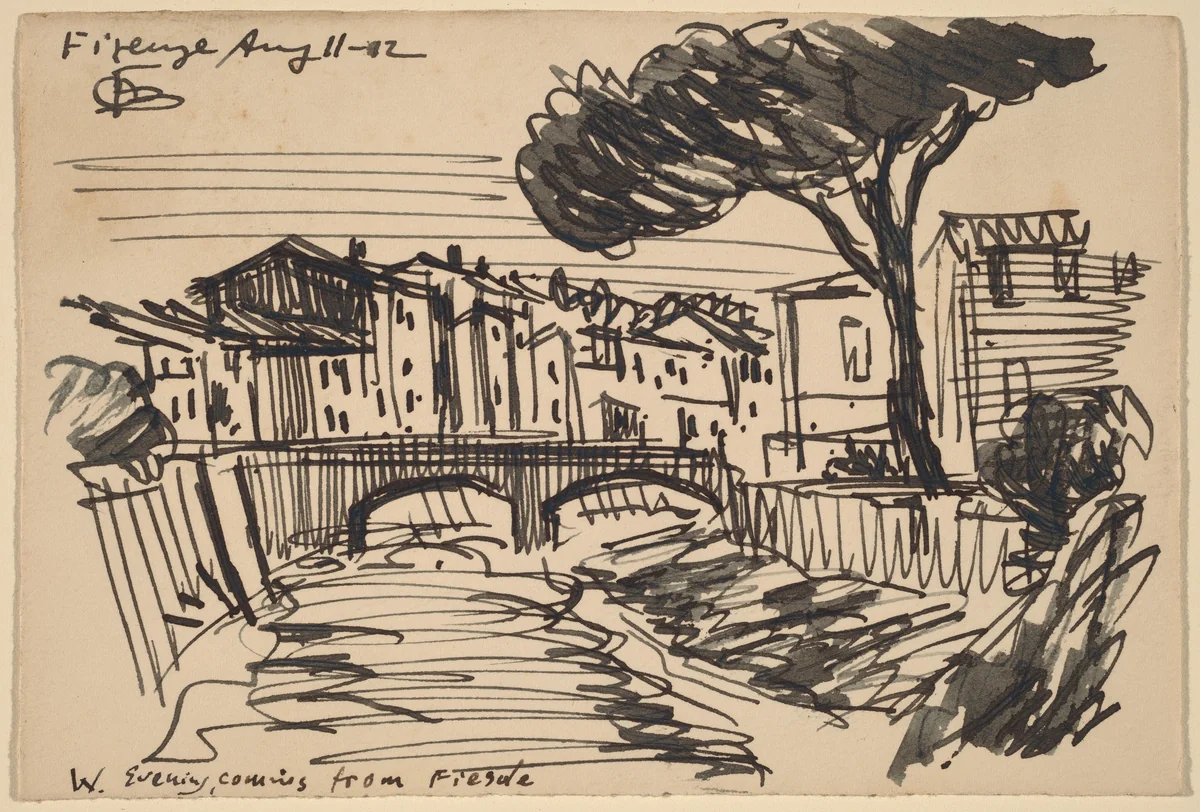 The Arno in the Evening, Florence by Oscar F. Bluemner, drawing, 1912
