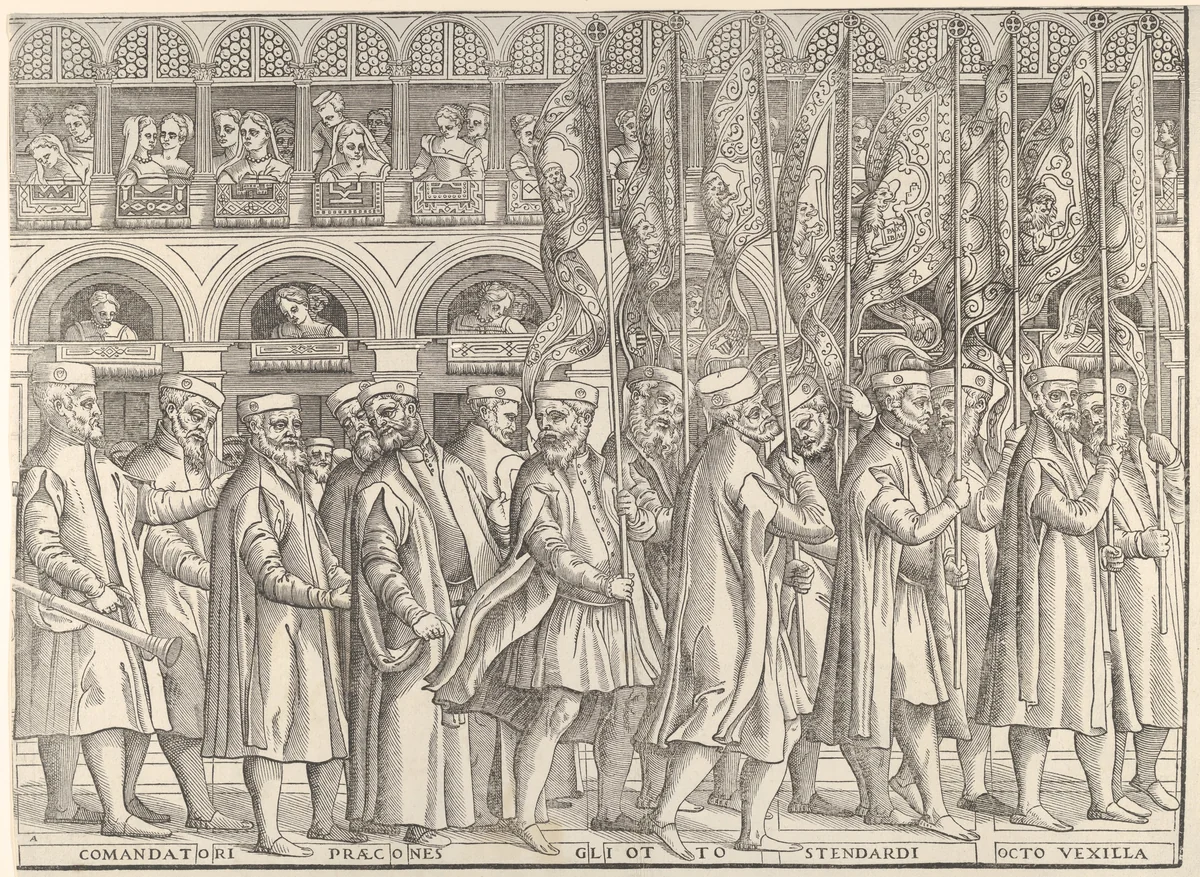 Procession of the Doge in Venice by Matteo Pagano, print, 1556-1561