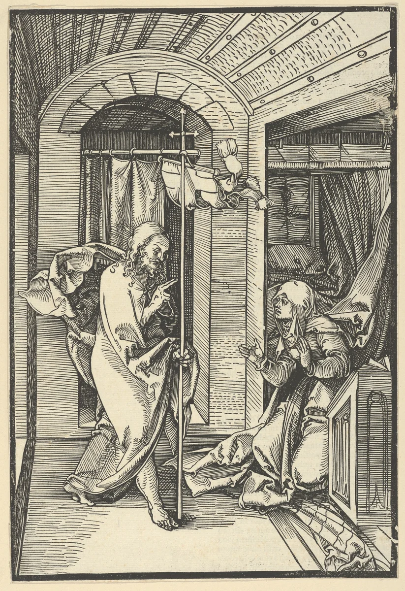 Christ Appearing to his Mother, from Speculum passionis domini nostri Ihesu Christi by Hans Schäufelein, print, 1507