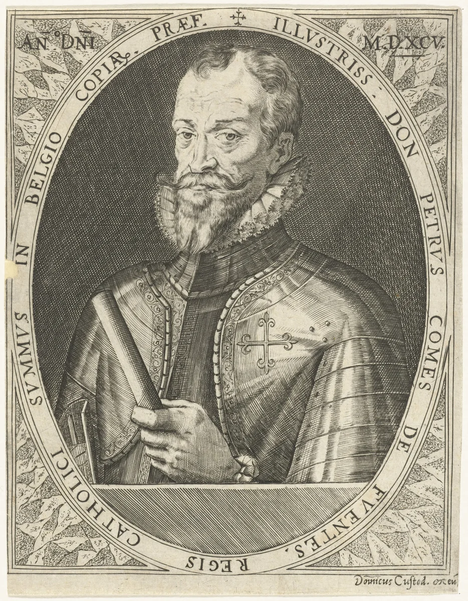 Portret van Pedro Enríquez de Acevedo, graaf van Fuentes by Dominicus Custos, print, 1600-1604