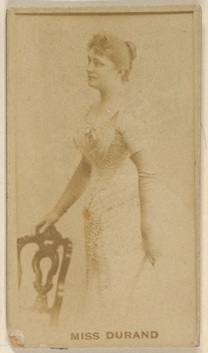 Miss Durand, from the Actors and Actresses series (N45, Type 8) for Virginia Brights Cigarettes by Allen & Ginter, photograph, 1885-1891
