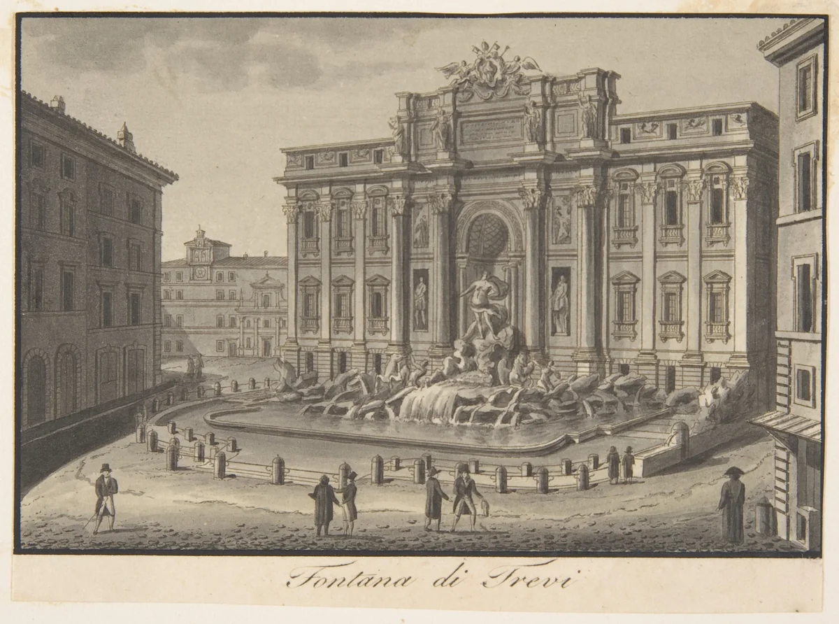 The Trevi Fountain, Rome by Giovanni Battista Cipriani, drawing, 1780-1839