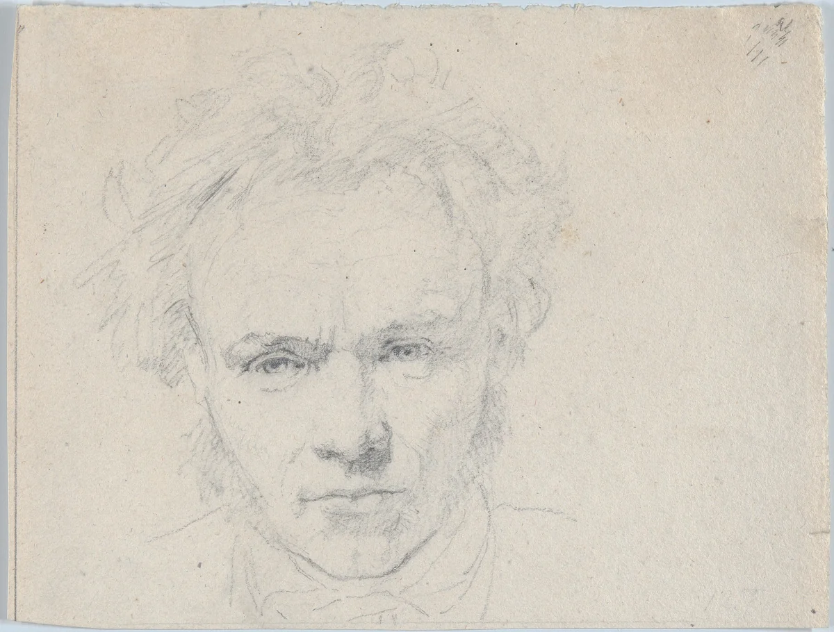 Portrait of the Sculptor Hermann Ernst Freund by Christen Købke, drawing, 1837
