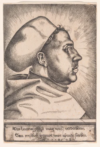 Portrait of Martin Luther by Daniel Hopfer, print, 1523