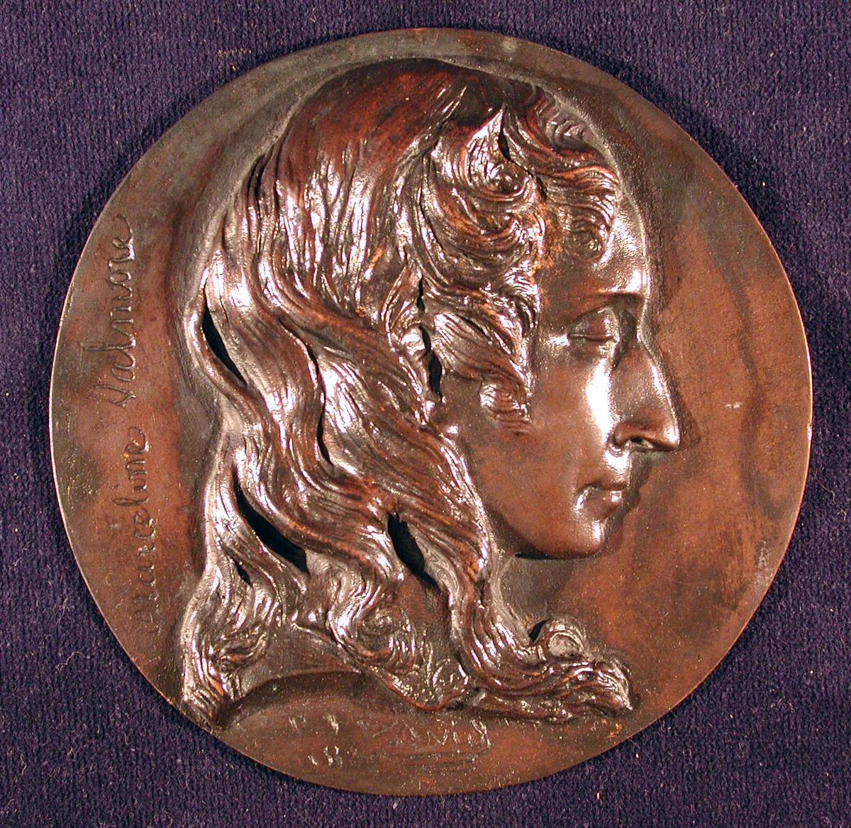 Marceline Valmore by Pierre-Jean David d'Angers, metalwork, 1832