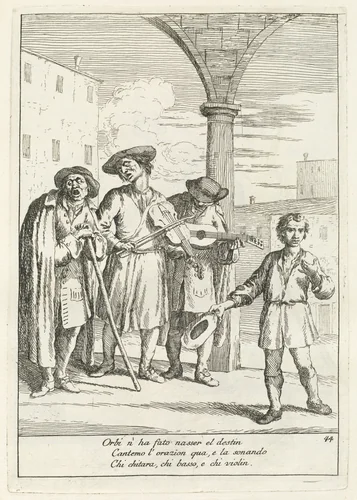 Fà ballar i Cani (Street Entertainer) by Gaetano Zompini, print, 1753