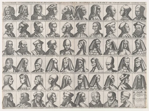 Portraits of Roman Jurisconsults, from "Speculum Romanae Magnificentiae" by anonymous, print, 1583