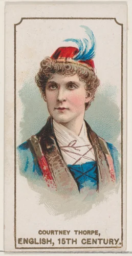 Courtney Thorpe Dressed in English Costume of the 15th Century, from the set Actors and Actresses, Second Series (N71) for Duke brand cigarettes by W. Duke, Sons & Co., print, 1888-1890