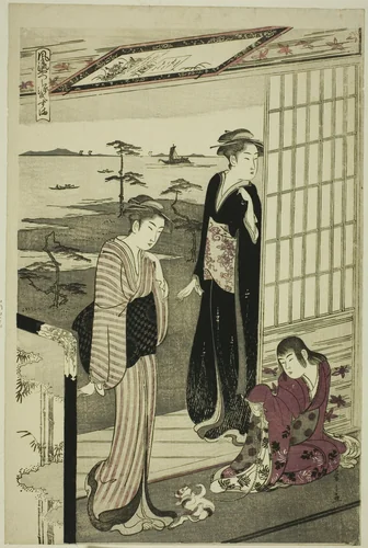 Suma, from the series "A Fashionable Parody of the Tale of Genji (Furyu yatsushi Genji)" by Chobunsai Eishi, print, 1784-1799