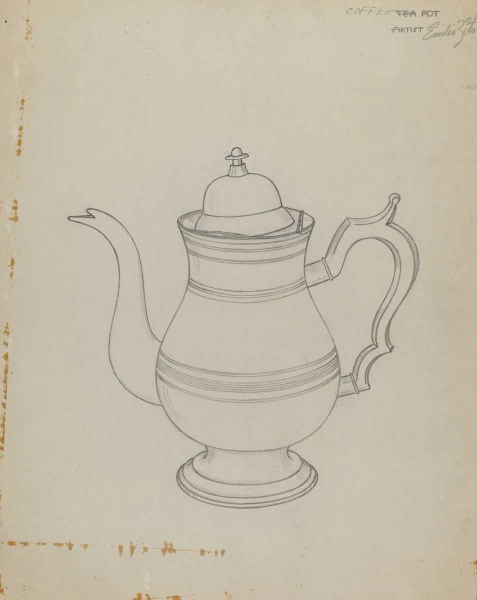 Silver Coffee Pot by Emilio Zito, index of american design, 1935-1942