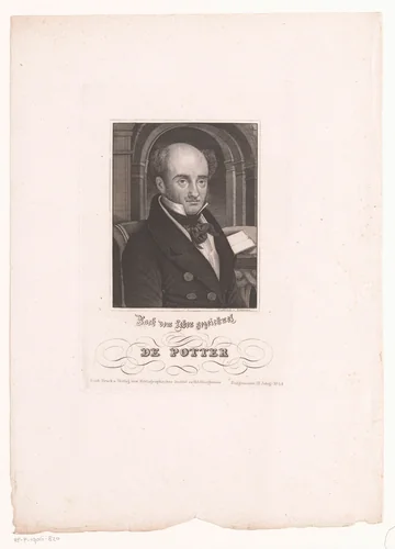 Portret van Louis Joseph de Potter by Ferdinand Bahmann, print, 1829-1840