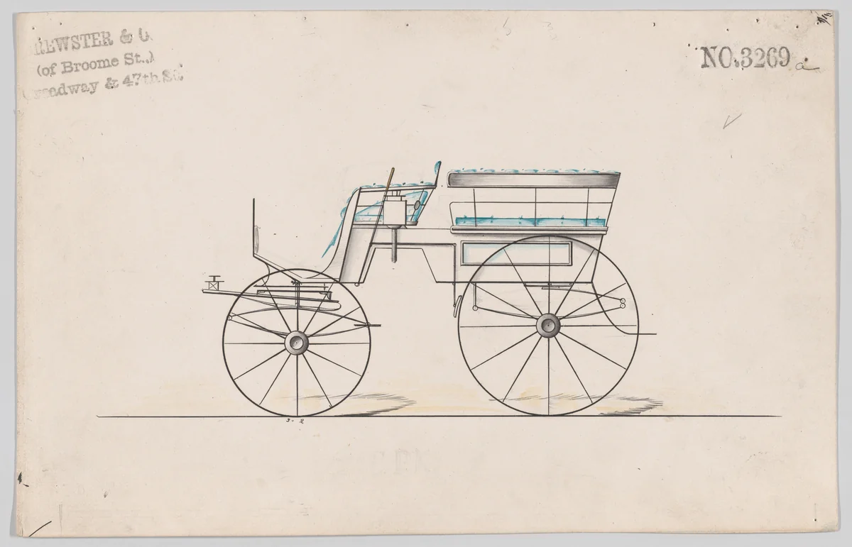 Design for Omnibus or Wagonette, no. 3269a by Brewster & Co., drawing, 1876