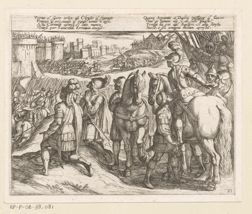 Illustratie bij Canto III van Tasso's 'Gerusalemme Liberata' by Antonio Tempesta, print, 1565-1630