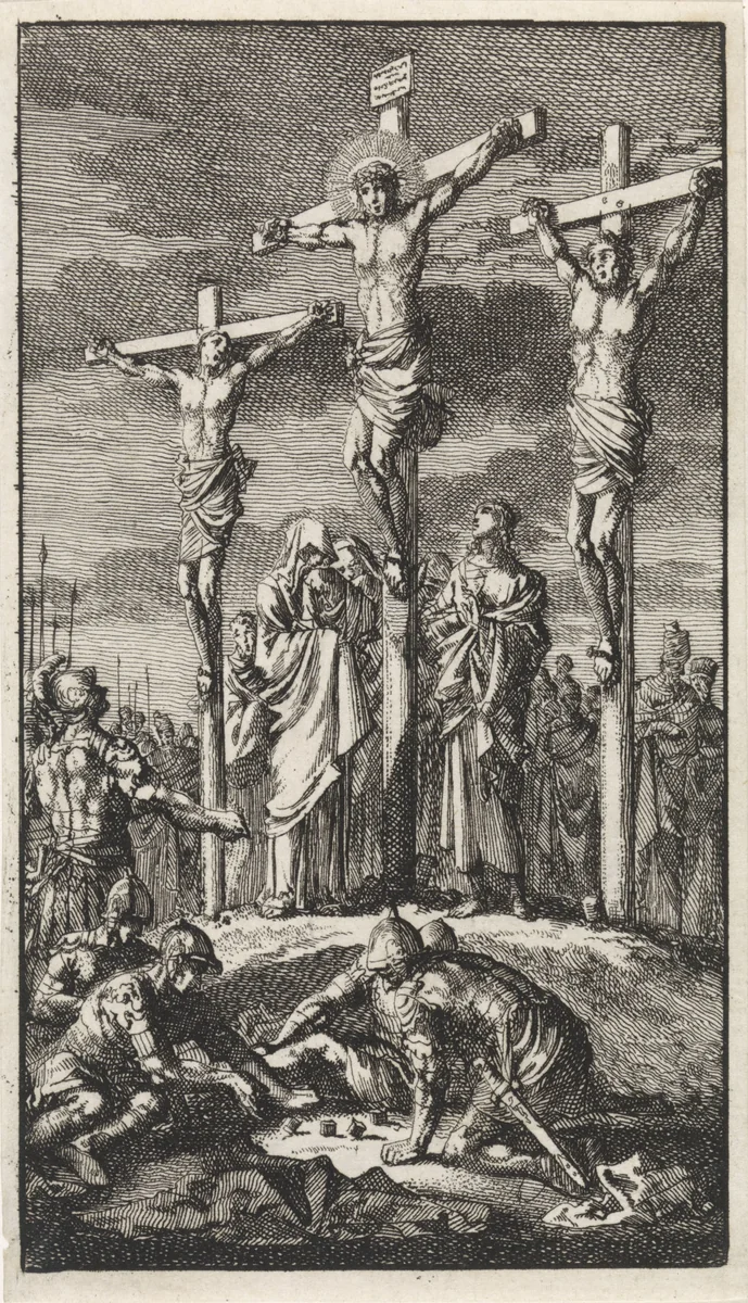 Drie Kruisen op Golgotha by Jan Luyken, print, 1712