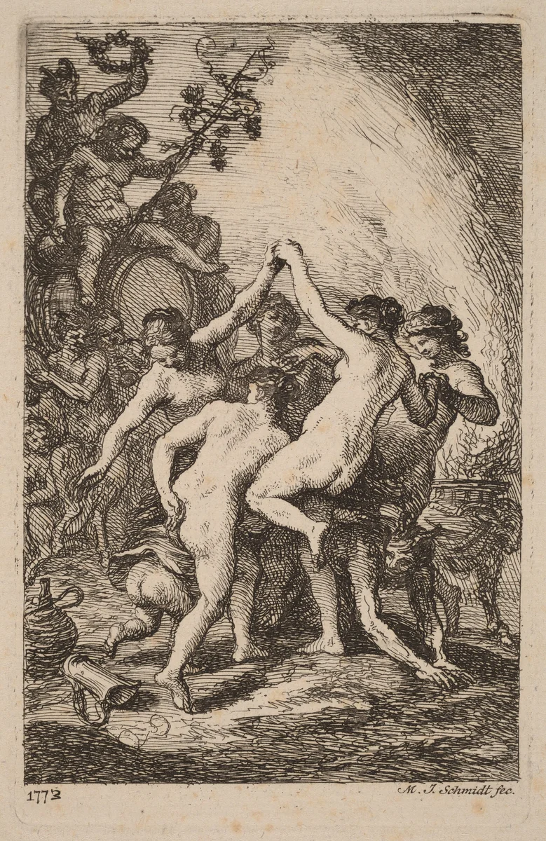 The Triumph of Bacchus with Dancing Nymphs by Martin Johann Schmidt, print, 1773